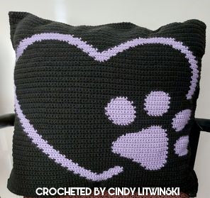 Heart Paw Crochet Pillow Pattern