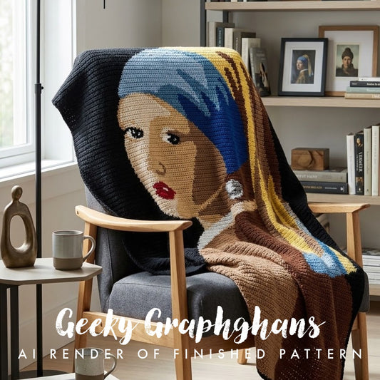 Girl With A Pearl Earring Crochet Graphghan Pattern. Design by Geeky Graphghans