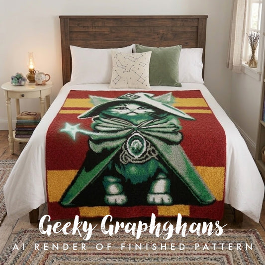 Wizard cat crochet graphghan pattern