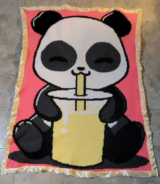 Cute Drinking Panda Crochet Graphghan Pattern