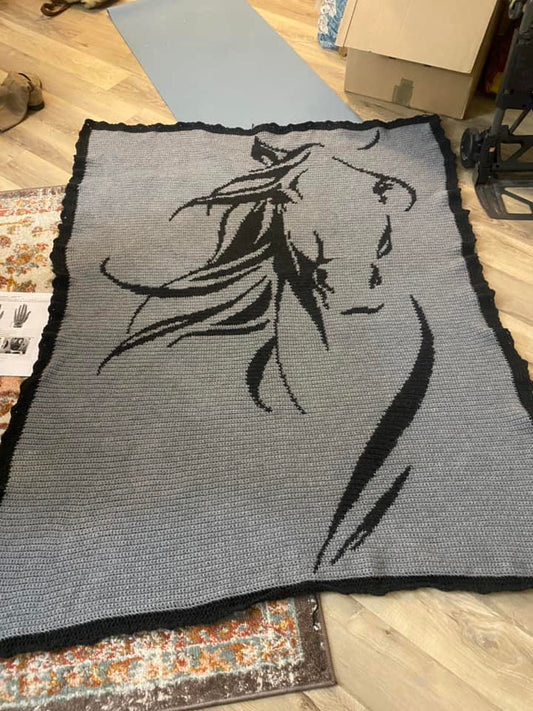 horse crochet graphghan