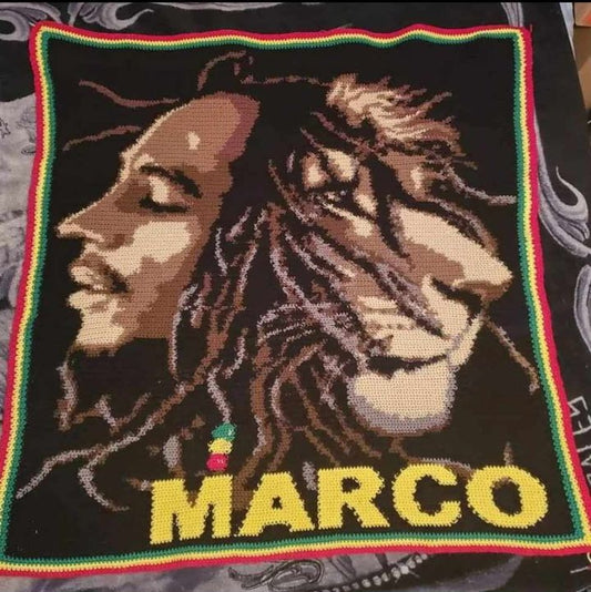 MINI C2C Bob Marley inspired 8 colours graphghan pattern for/cross stitch/ diamond painting pattern