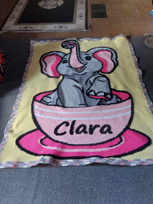 Teacup Elephant Crochet Graphghan Pattern