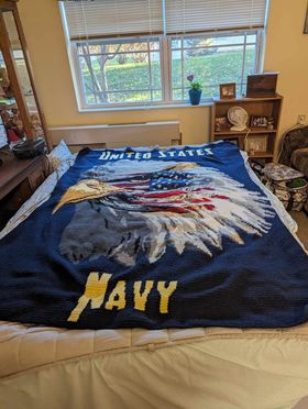 US Navy Eagle Throw Size Crochet Graphghan Pattern