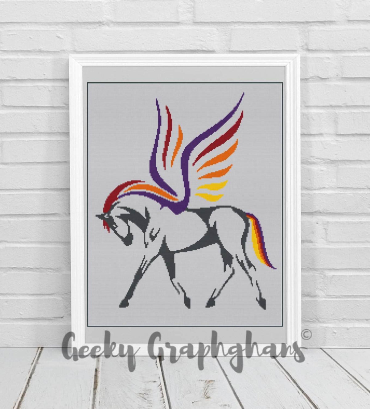 Alicorn pegasus crochet graphghan pattern