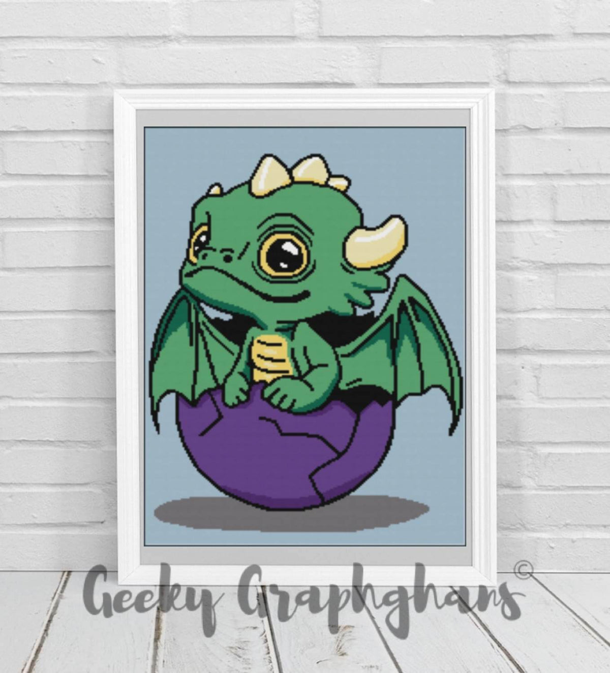 baby dragon in egg crochet graphghan pattern