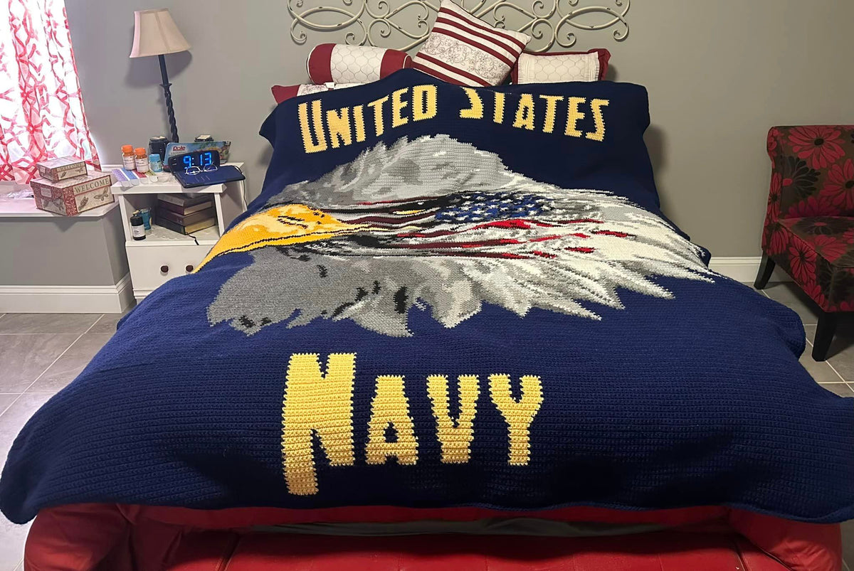 US Navy Eagle Throw Size Crochet Graphghan Pattern
