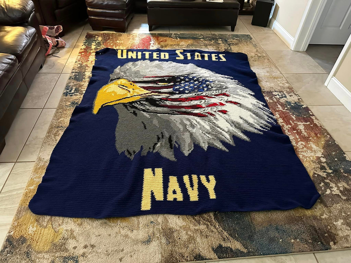 US Navy Eagle Throw Size Crochet Graphghan Pattern