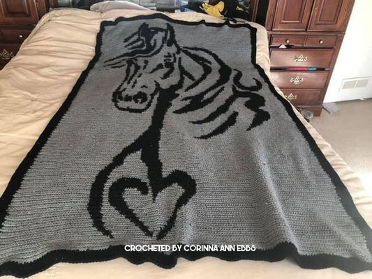 Horse Head Silhouette Crochet Grapghan Pattern