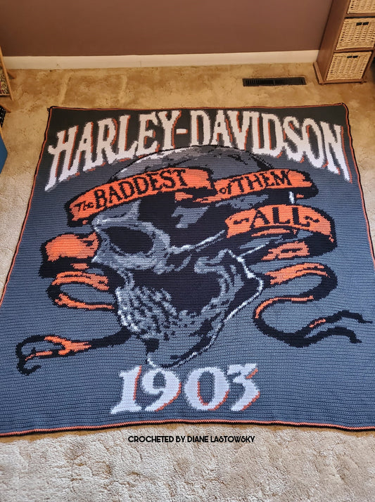 Skull Bikers Crochet Graphghan Pattern