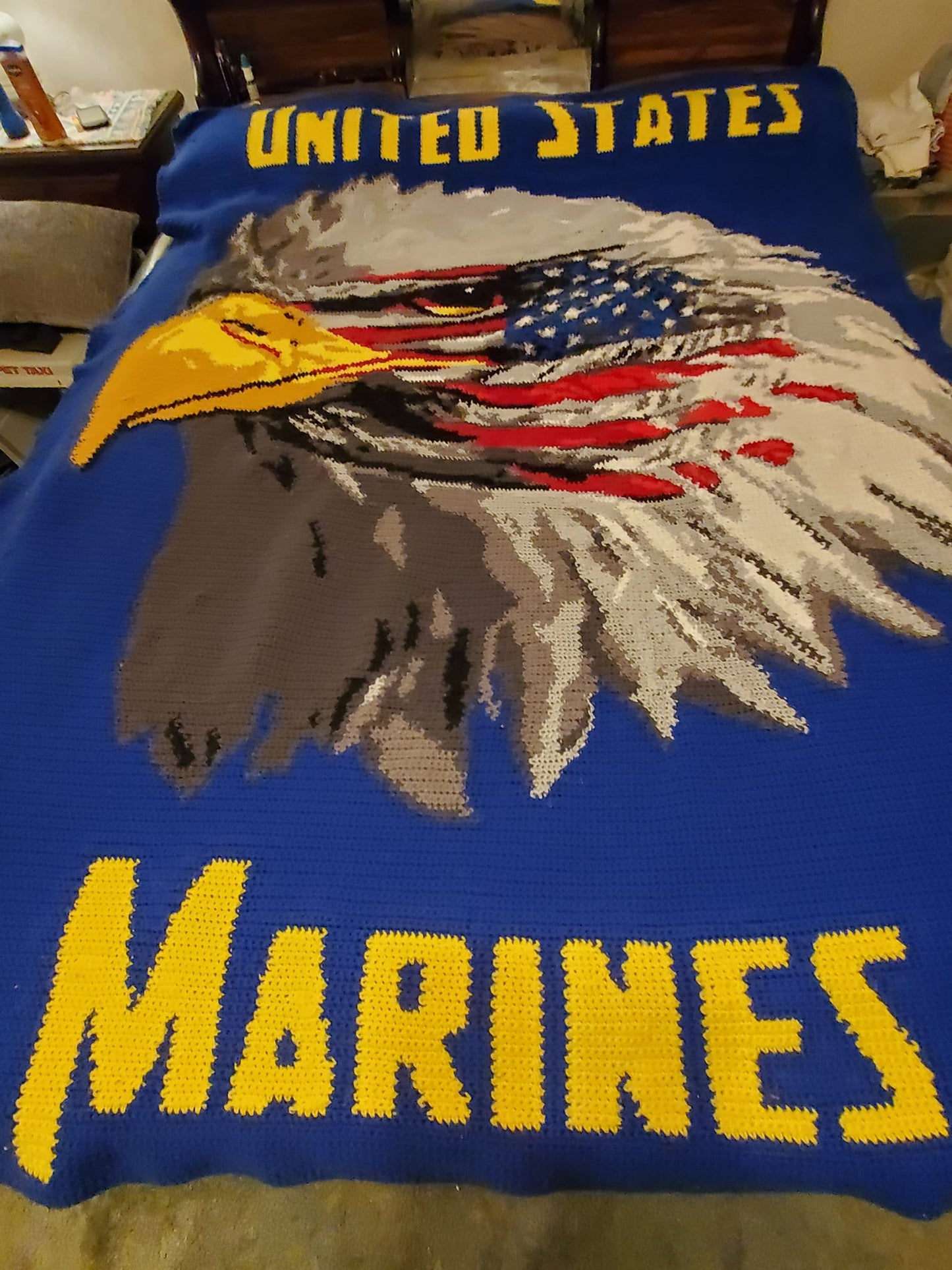 US Marines Eagle Throw Size Crochet Graphghan Pattern