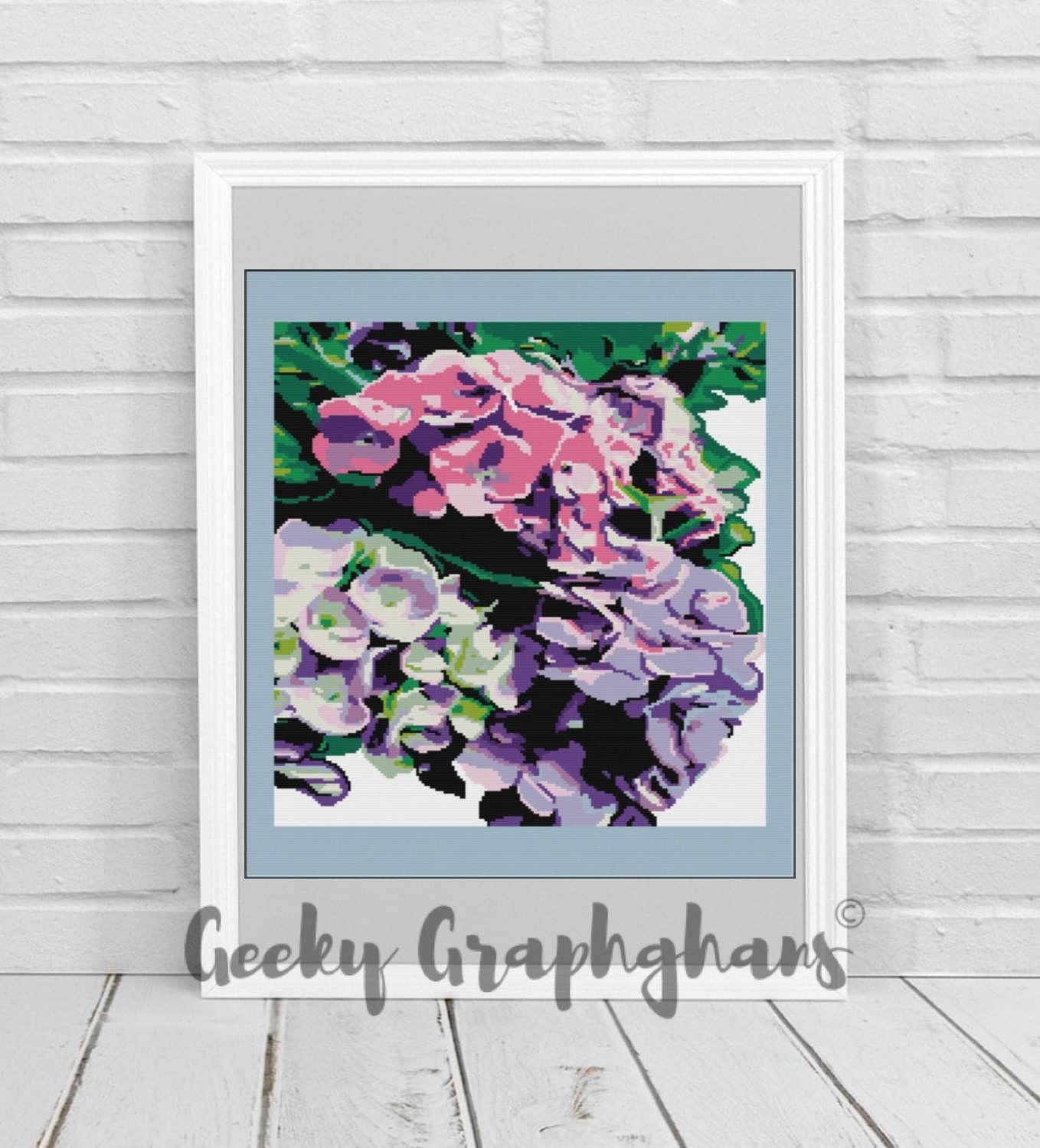 Hydrangea flowers crochet graphghan pattern