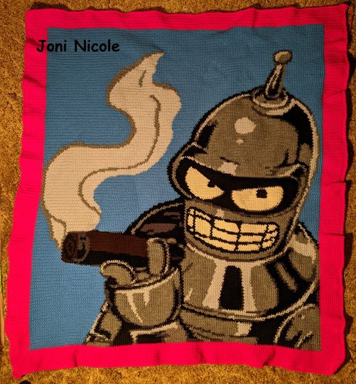 Bender 'Bending' Rodríguez Crochet Graphghan Pattern SC 180 x 240