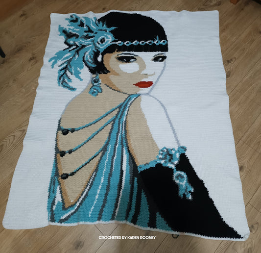 1920s woman crochet graphghan pattern