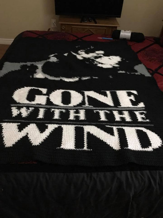 Gone with The Wind inspired 4 colours (150 x 210 st) graphghan pattern for single crochet/cross stitch/ diamond painting pattern