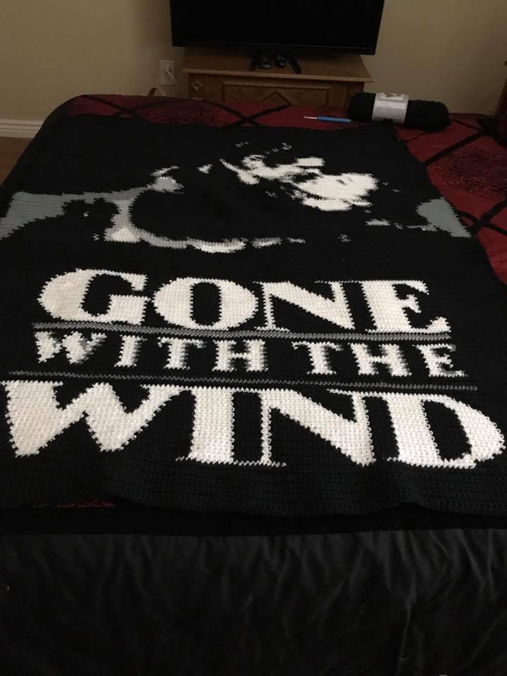 Gone with The Wind inspired graphghan pattern for mini c2c ( mini corner to corner) stitch