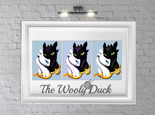 Night Fury & Light Fury Crochet Grapghan Pattern SC 180 x 270