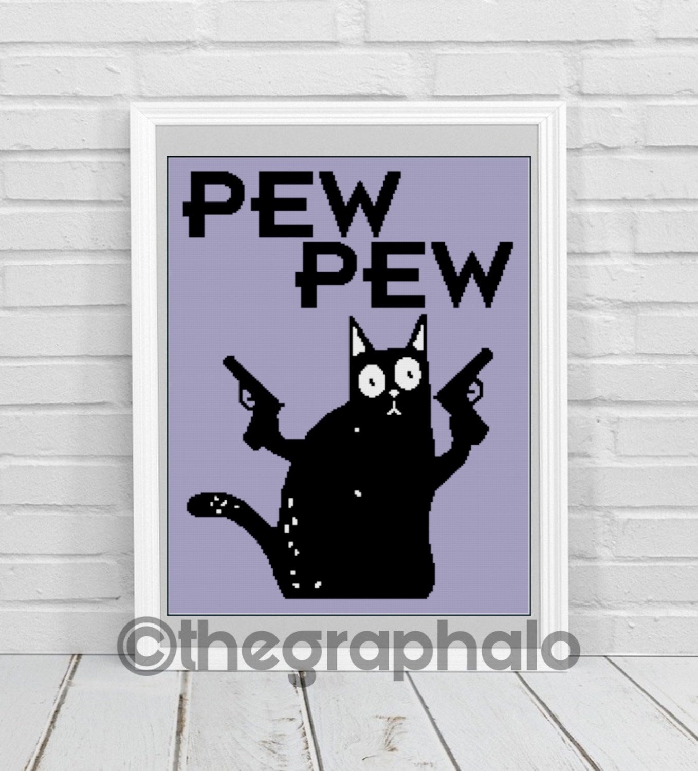 Pew Pew: Murder Cat Graphghan Pattern