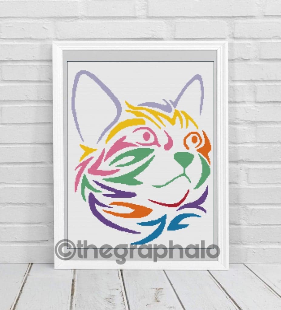 Cross Stitch Rainbow Kitty Pattern