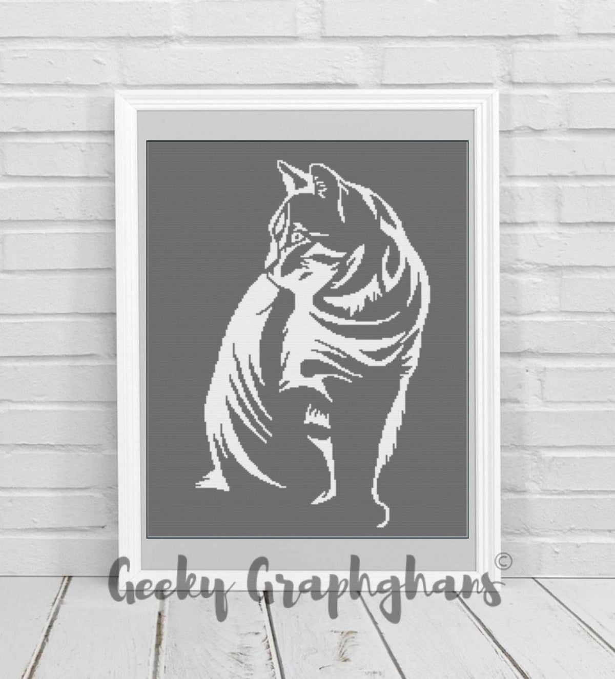 reverse silhouette cat crochet graphghan pattern
