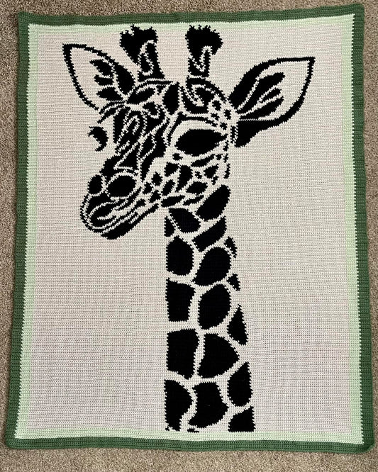 Giraffe crochet graphghan stitched by Susan Keppley Colangelo. Design by Geeky Graphghans