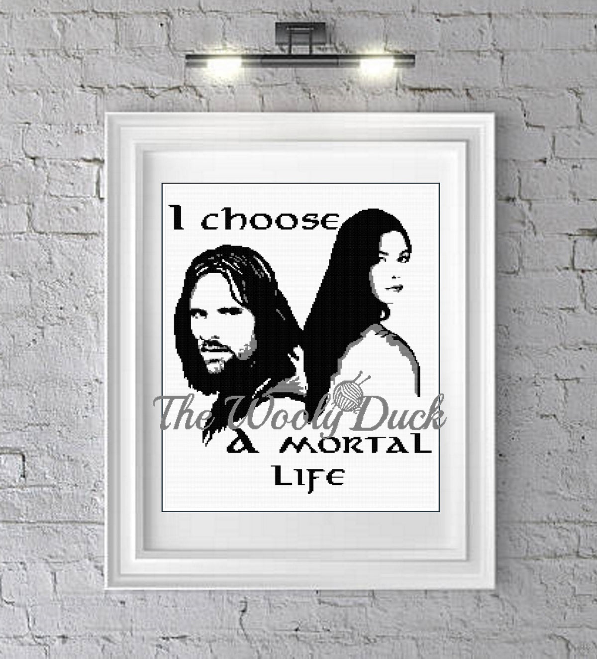 I choose Mortal Life, Arwen and Aragorn fan art graphghan pattern for single crochet/cross stitch/ diamond painting pattern Tolkien