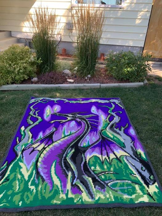 Dragon in Purples Crochet Graphghan Pattern