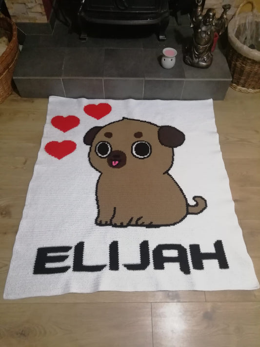 Pugs & Kisses Crochet Graphghan Pattern SC 180 x 240