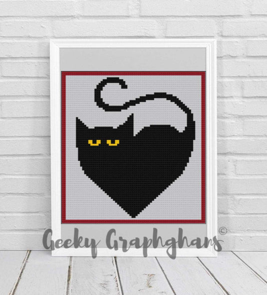 Cat Heart Crochet Pillow PAttern