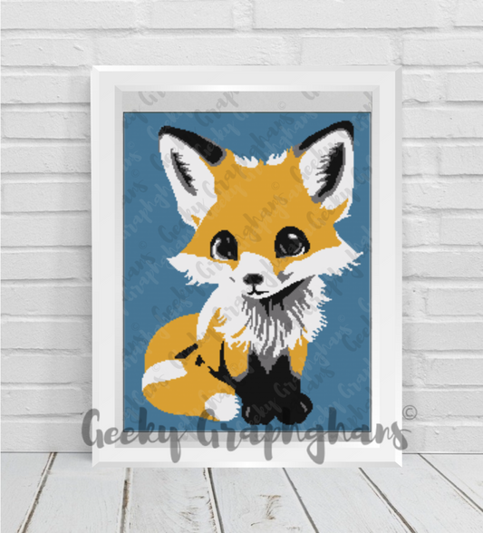 cute fox crochet graphghan pattern