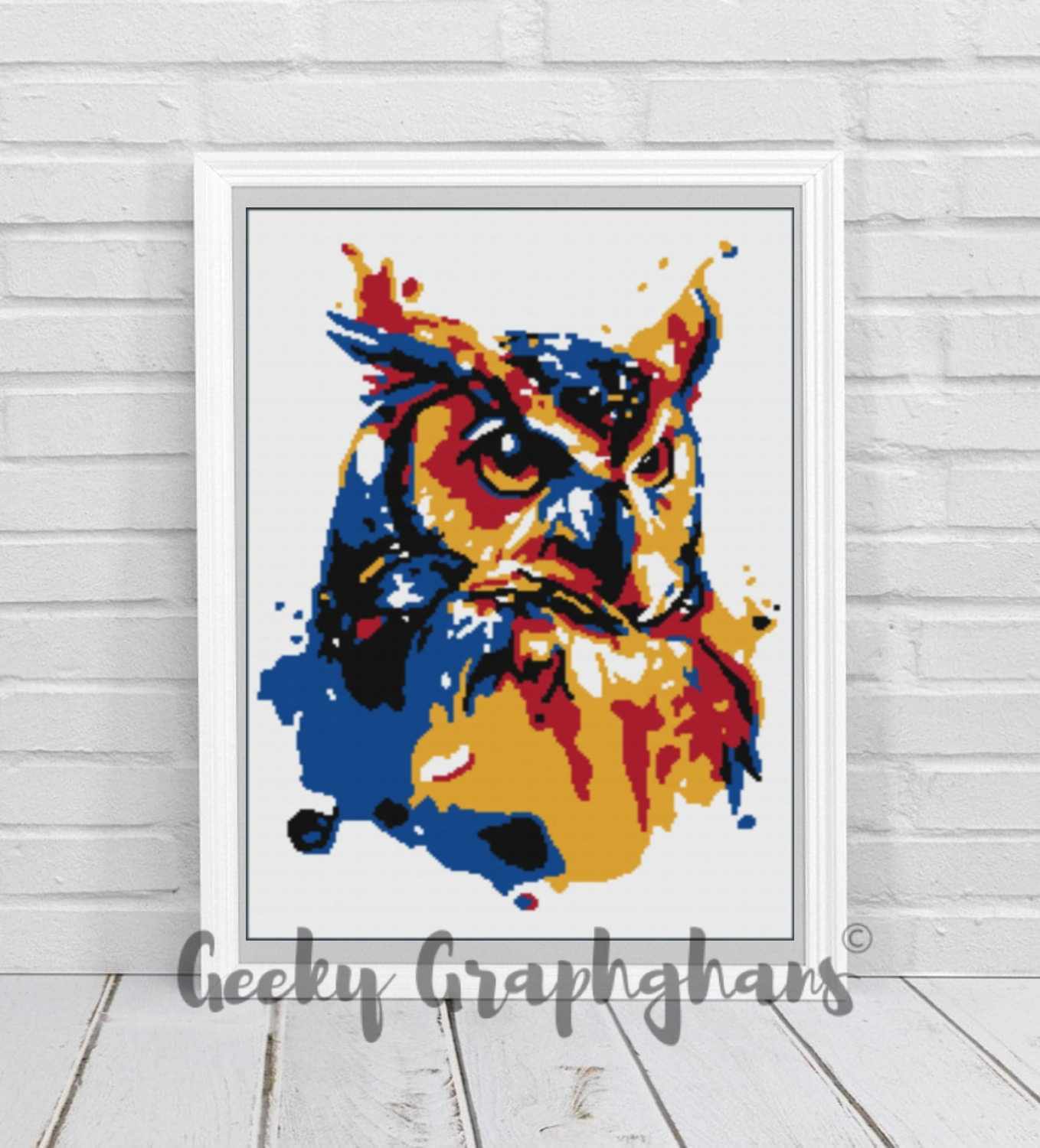 Graphgahn Pattern Funky Owl Crochet Graphghan Pattern – Geeky Graphghans