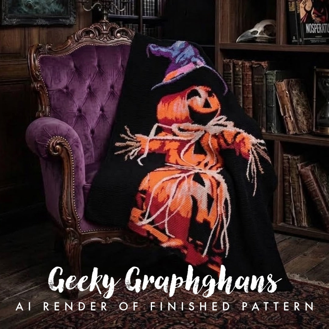 Jack O'Lantern Pumpkin Crochet Graphghan Pattern by Geeky Graphghans