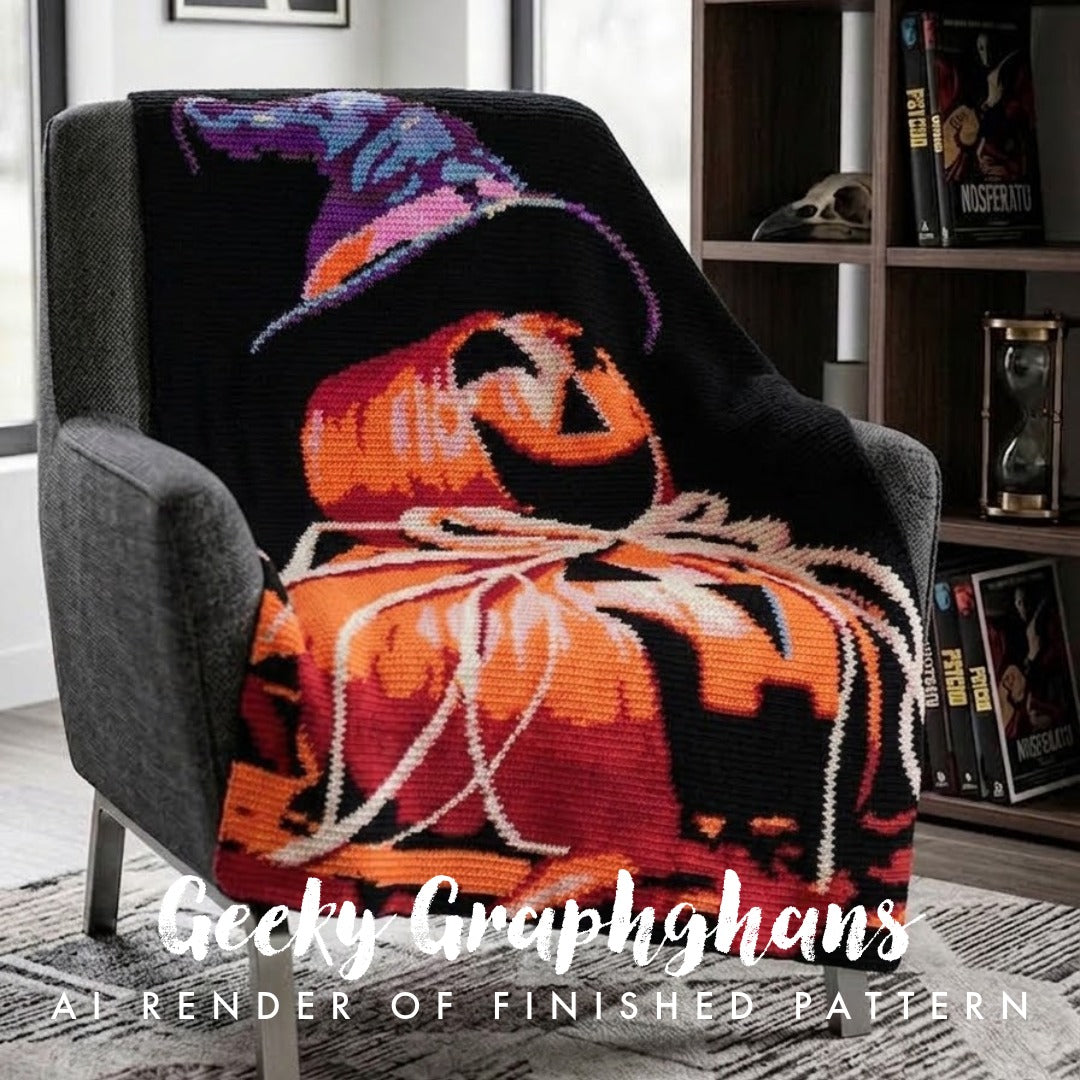 Jack O'Lantern Pumpkin Crochet Graphghan Pattern by Geeky Graphghans