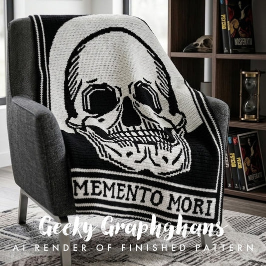 Mementomo Mori Skull crochet graphghan pattern by Geeky Graphghans