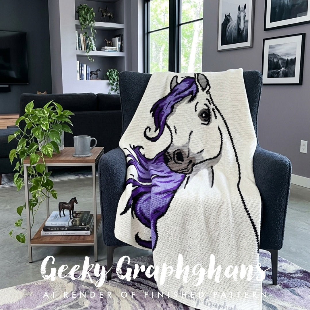 Horse Graphghan Blanket. AI render of finished blanket