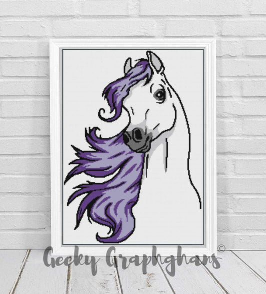Horse In Purples Graphghan Pattern