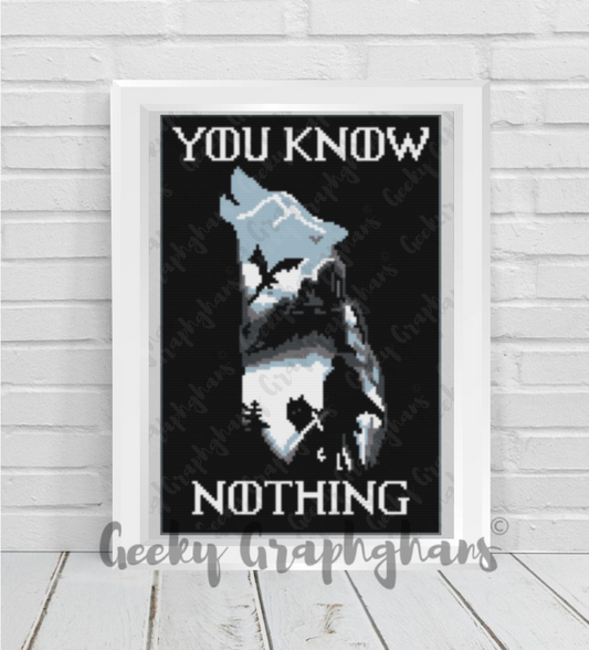 You Know Nothing Jon SNow Crochet Graphghan Pattern with Direwolf