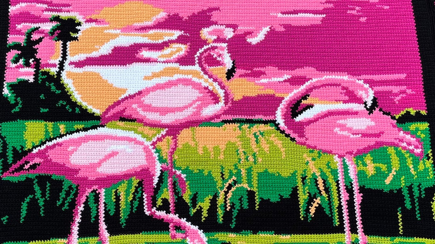 Flamingo sunset graphghan crocheted by kimmy w