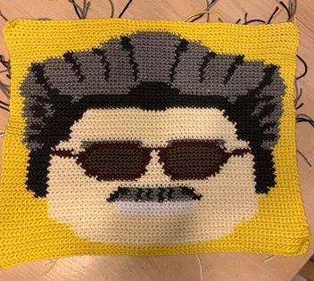 Lego Stan Lee Crochet Pillow - unknown stitcher
