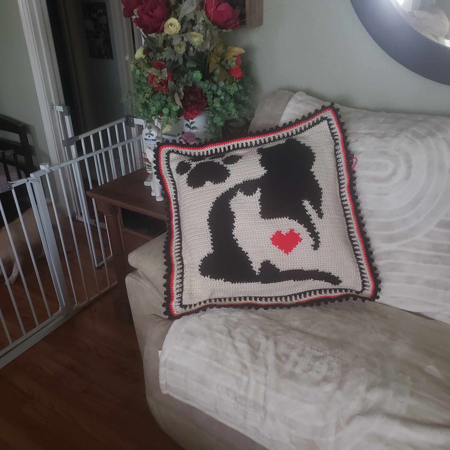 Love Cats Crochet Pillow Pattern Crocheted by Gerry T