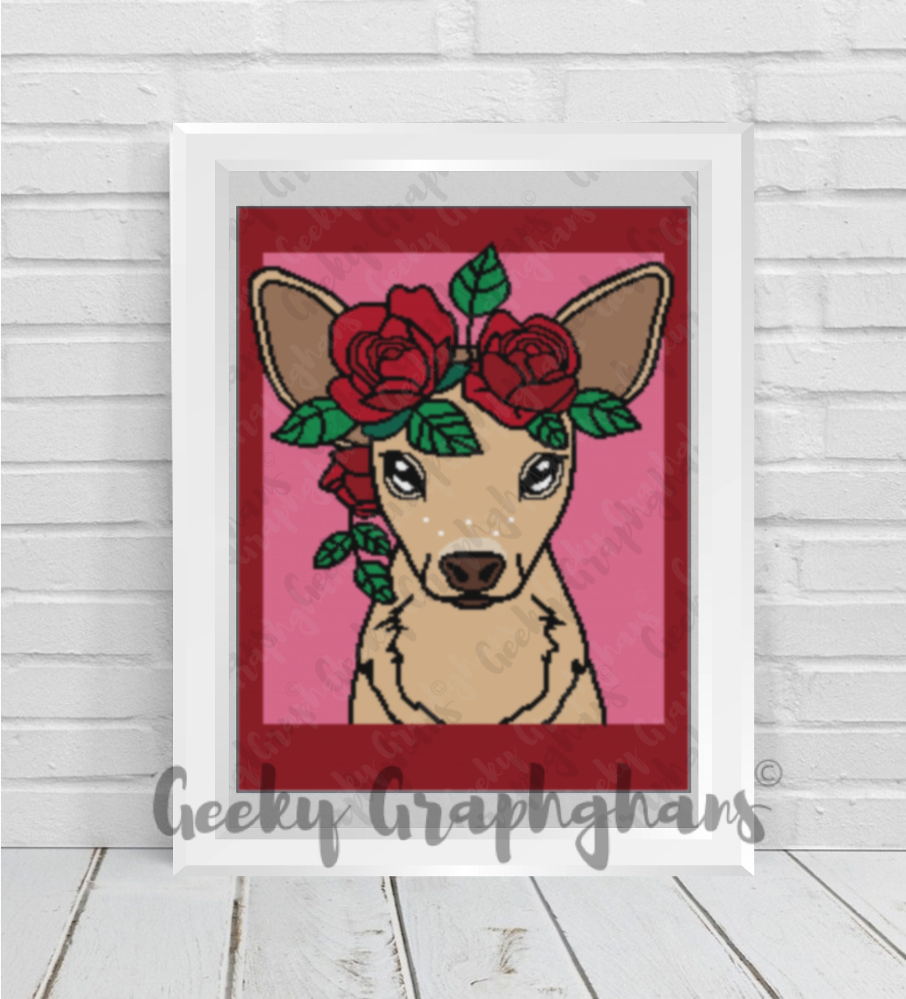 Rosy Reindeer Crochet Graphghan PAttern