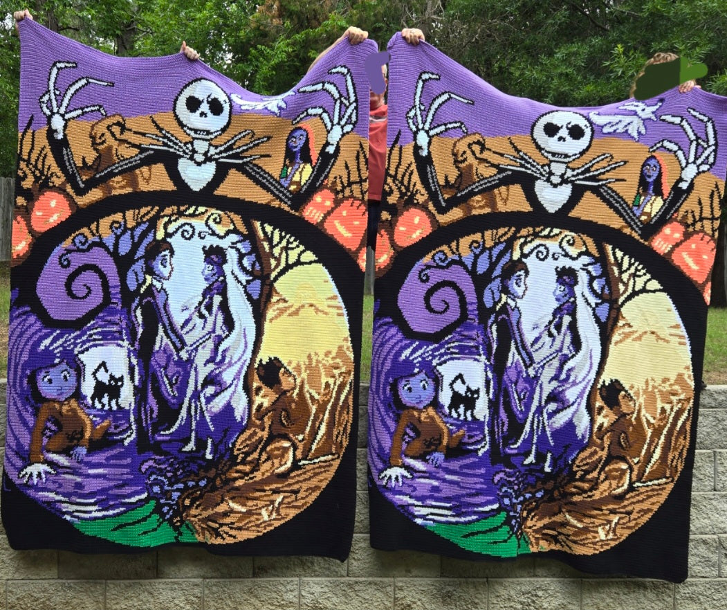 The Nightmare Before Christmas/ The Corpse Bride Mash Up Crochet Graphghan Pattern