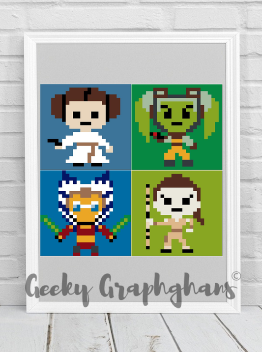 starwars star wars crochet mini c2c  pillow pattern crochet leia organa hera syndulla ahsoka tano rey