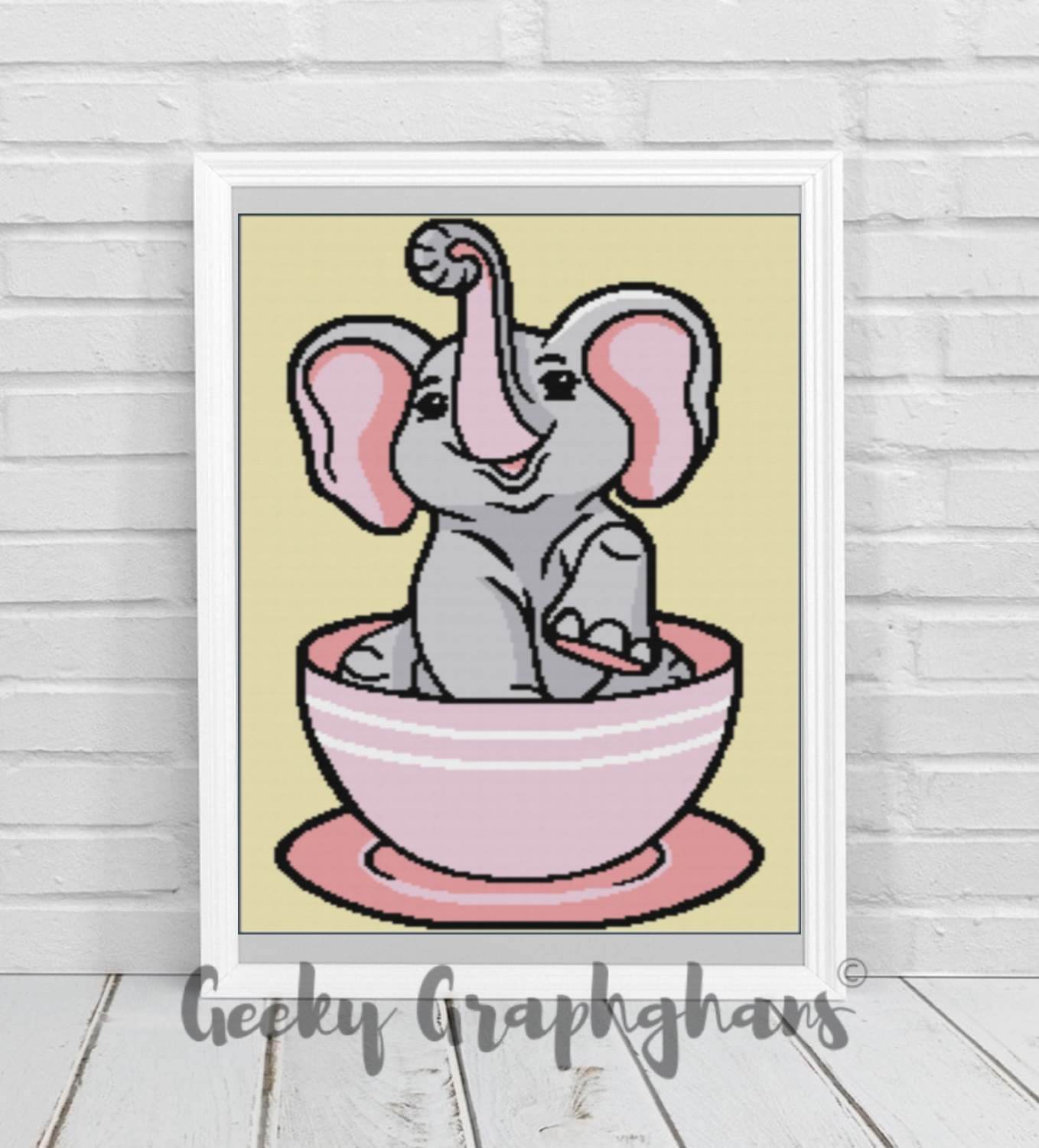 Teacup Elephant Crochet Graphghan Pattern Geeky Graphghans
