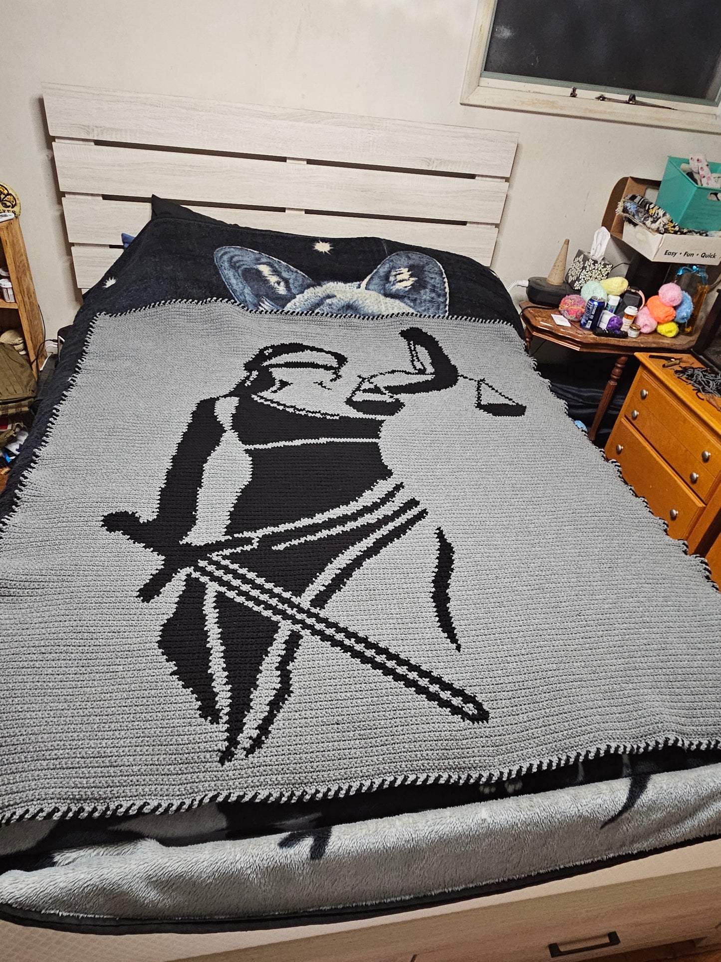 Lady Justice graphghan crocheted by Tracy Stoddard