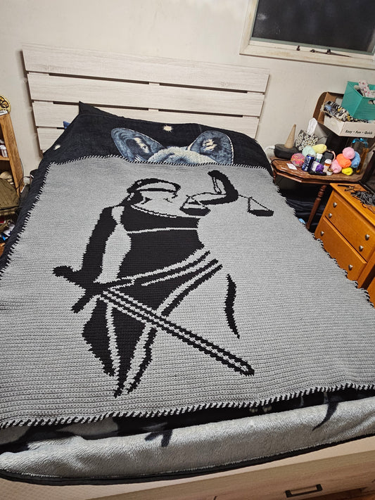 Lady Justice graphghan crocheted by Tracy Stoddard