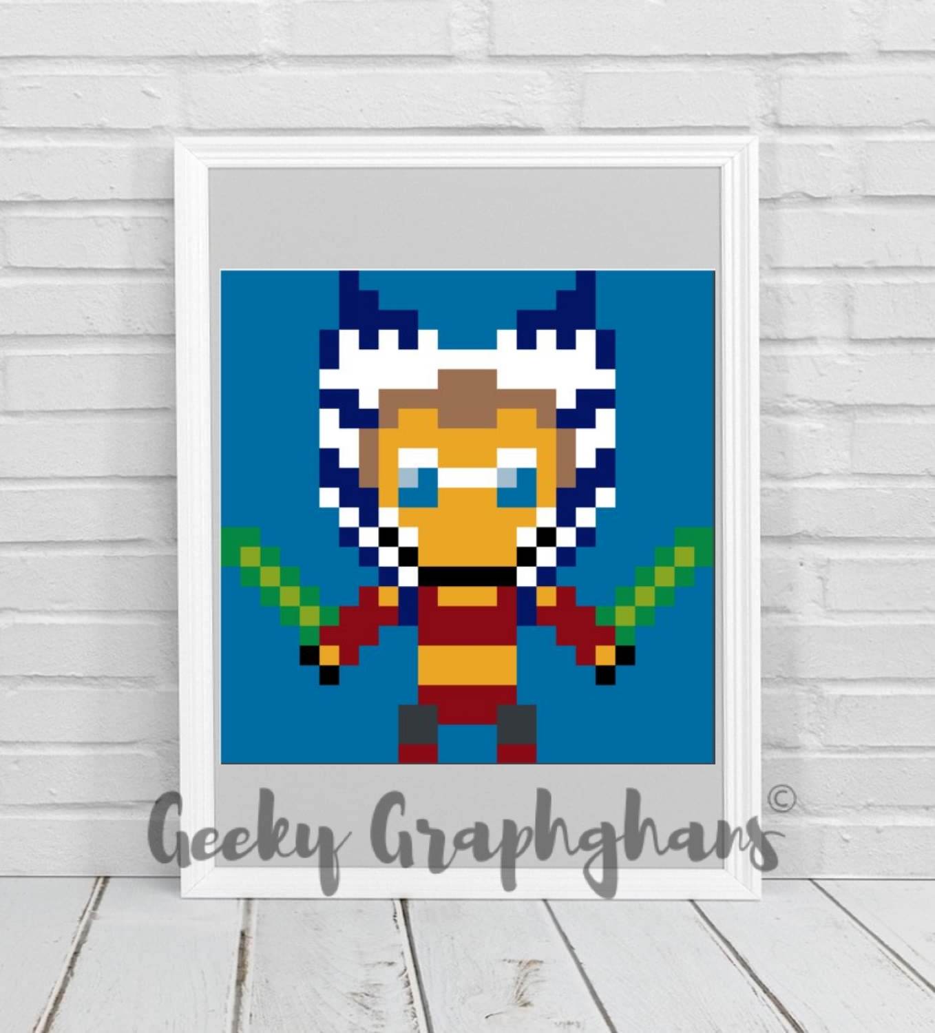 ahsoka tano starwars crochet mini c2c pillow pattern