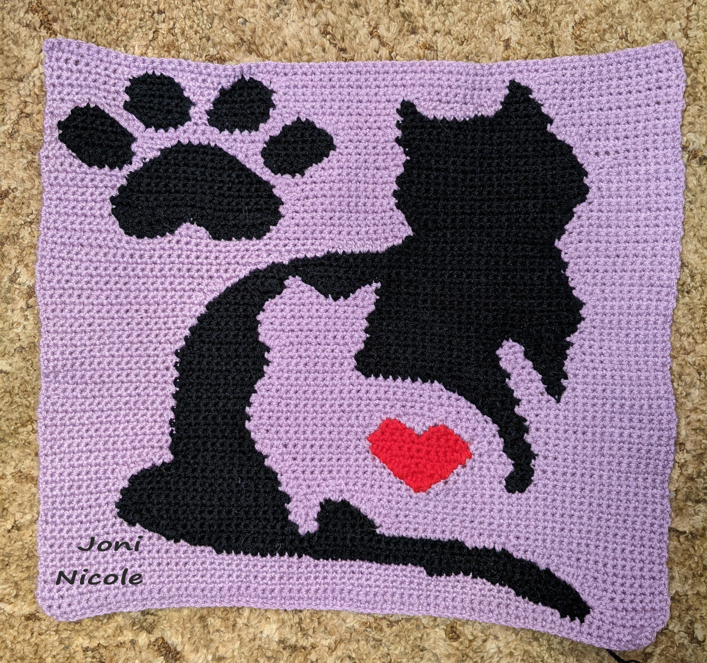 Love Cats Crochet Pillow Pattern