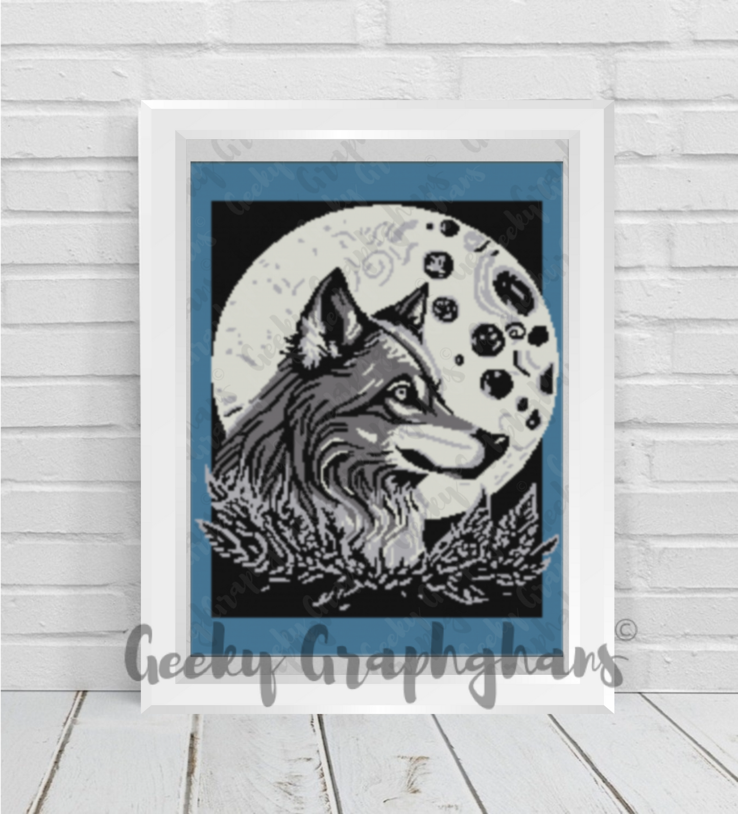 moon wolf crochet graphghan pattern