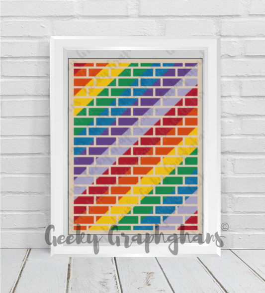 rainbow bricks crochet graphghn pattern